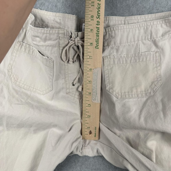 VTG Abercrombie & Fitch Pants Womens 12 Lace Up Front Wide Leg Crop Raw Hem Y2K - Picture 9 of 12